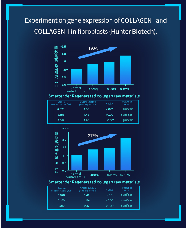 According to Hunter Biotech and WeiPu Testing Organization, it has been found that Smartender Regenerative Collagen is non-toxic and has wrinkle-reducing and firming effects.